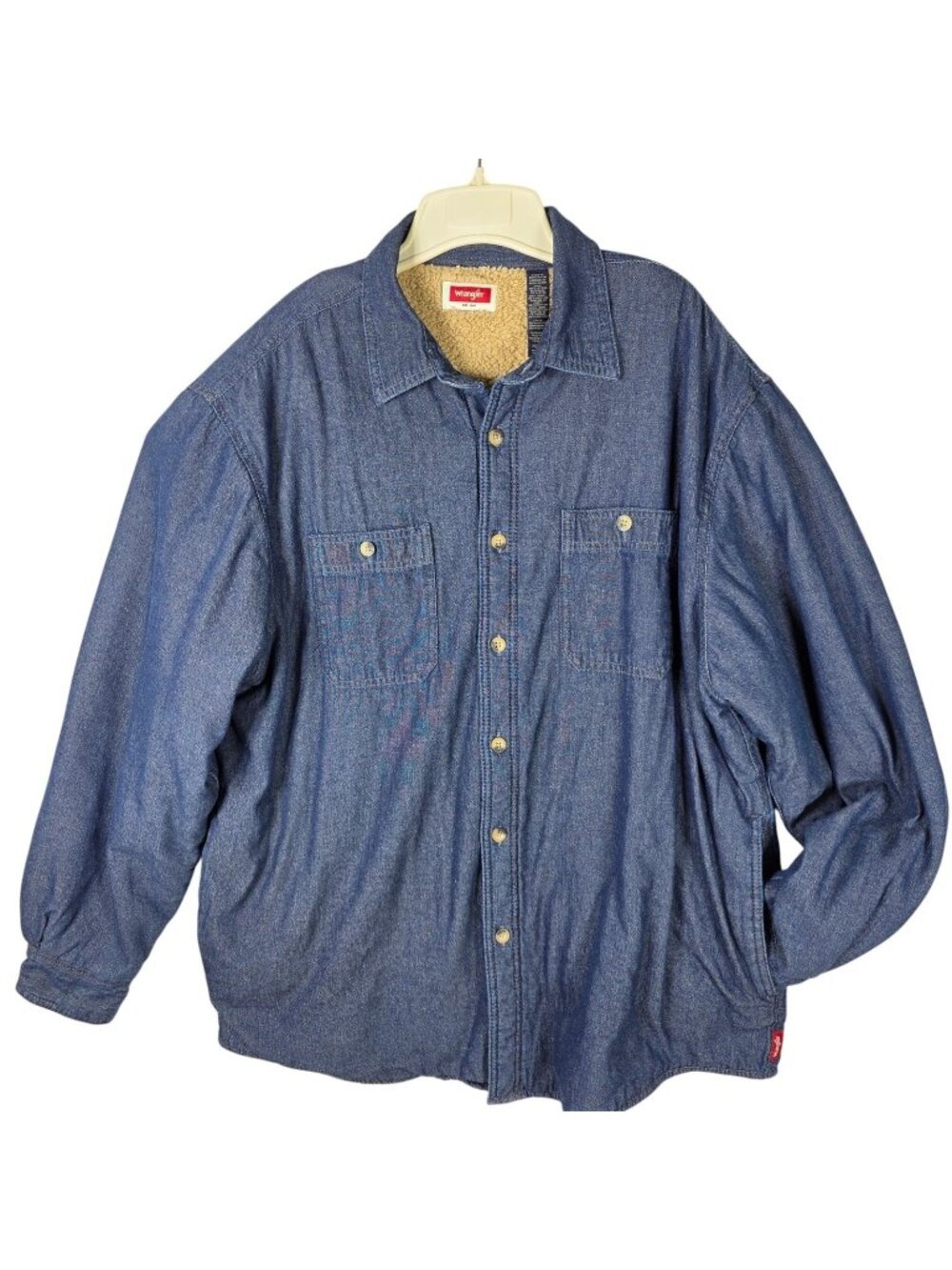 Wrangler Jacket Mens XL Denim Jean Blue Shirt Sherpa Fleece Lined Work Cowboy